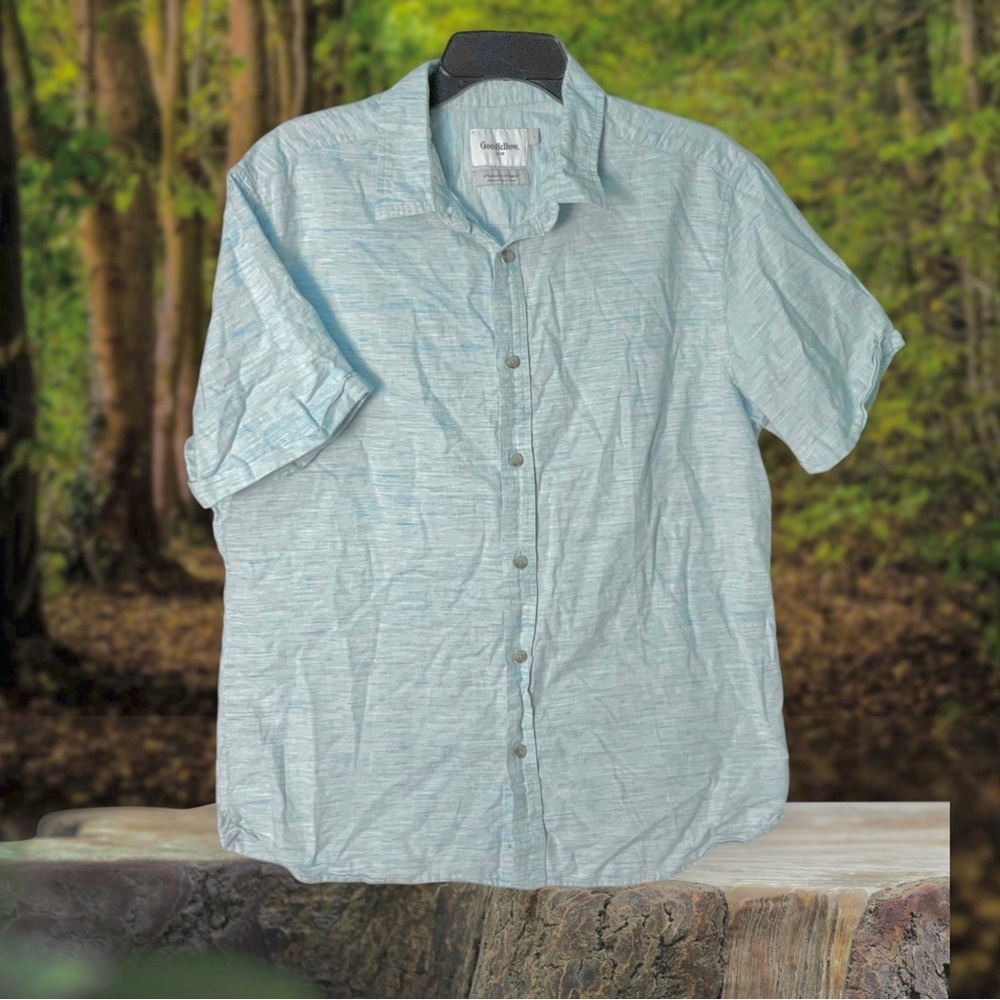 Goodfellow & Co Blue/White Marble Striped Button Shirt Men L